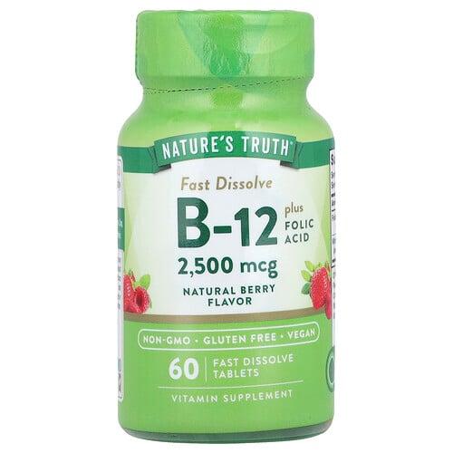 Nature S Truth Vitamin B 12 Plus Folic Acid Natural Berry 2 500 Mcg 60 Fast Dissolve Tablets product image