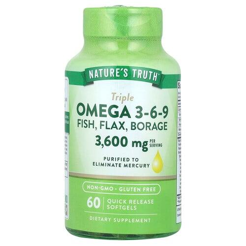 Nature S Truth Triple Omega 3 6 9 Fish Flax Borage 60 Quick Release Softgels product image