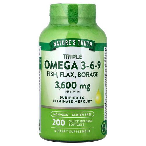 Nature S Truth Triple Omega 3 6 9 Fish Flax Borage 200 Quick Release Softgels product image