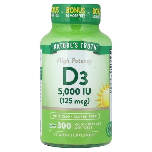 Nature S Truth Vitamin D3 125 Mcg 5000 Iu 300 Quick Release Softgels product image