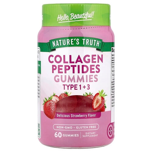 Nature S Truth Collagen Peptides Gummies Type 1 3 Delicious Strawberry 60 Gummies product image