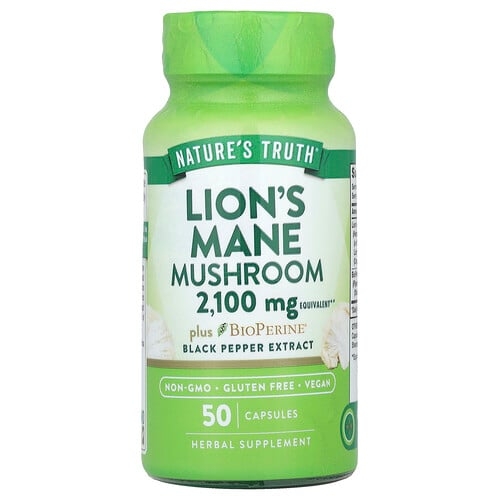 Nature S Truth Lion S Mane Mushroom Plus Bioperine 2 100 Mg 50 Capsules product image