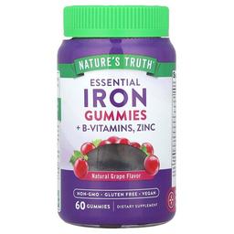 Nature S Truth Essential Iron B Vitamins Zinc Gummies Natural Grape 60 Gummies
