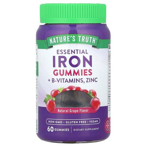 Nature S Truth Essential Iron B Vitamins Zinc Gummies Natural Grape 60 Gummies product image