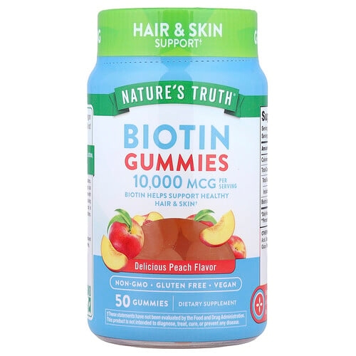 Nature S Truth Biotin Gummies Delicious Peach 50 Gummies 5 000 Mcg Per Gummy product image