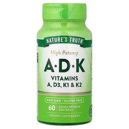 Nature S Truth Vitamins A D K High Potency 60 Quick Release Softgels