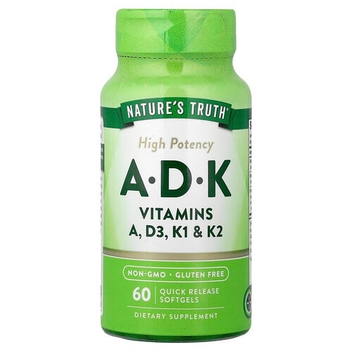 Nature S Truth Vitamins A D K High Potency 60 Quick Release Softgels product image