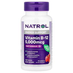 Natrol Vitamin B 12 Fast Dissolve Strawberry 5 000 Mcg 100 Tablets