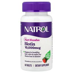 Natrol Biotin Fast Dissolve Strawberry 10 000 Mcg 60 Tablets