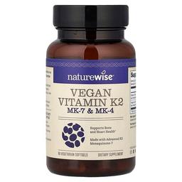Naturewise Vegan Vitamin K2 Mk 7 Mk 4 90 Vegetarian Softgels