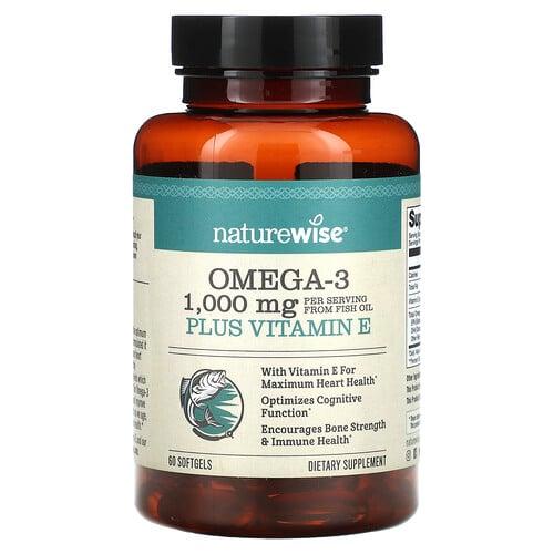 Naturewise Omega 3 Plus Vitamin E Lemon 60 Softgels product image