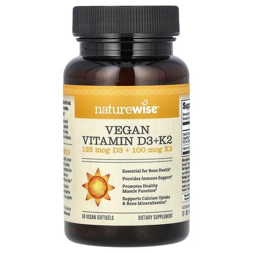 Naturewise Vegan Vitamin D3 K2 60 Vegan Softgels product image