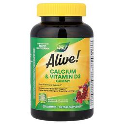 Nature S Way Alive Calcium Vitamin D3 Gummy Raspberry Lemonade Strawberry 60 Gummies