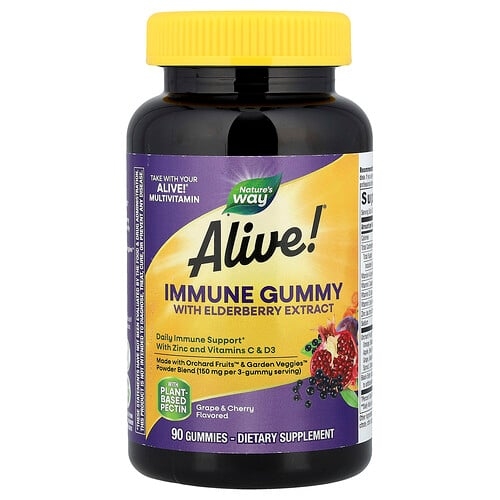 Nature S Way Alive Immune Gummy With Elderberry Extract Grape Cherry 90 Gummies product image
