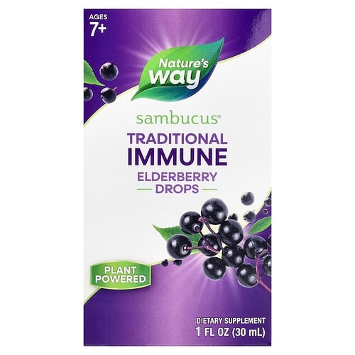 Nature S Way Sambucus Elderberry Drops Ages 7 Berry 1 Fl Oz 30 Ml product image