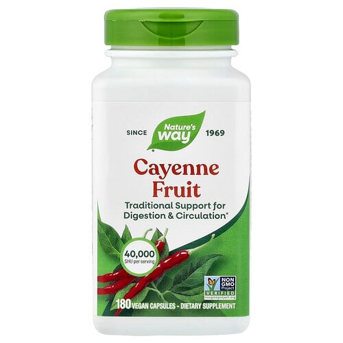 Nature S Way Cayenne Fruit 180 Vegan Capsules 450 Mg Per Capsule product image