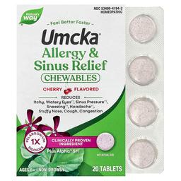 Nature S Way Umcka Allergy Sinus Relief Chewables Ages 6 Cherry 20 Tablets