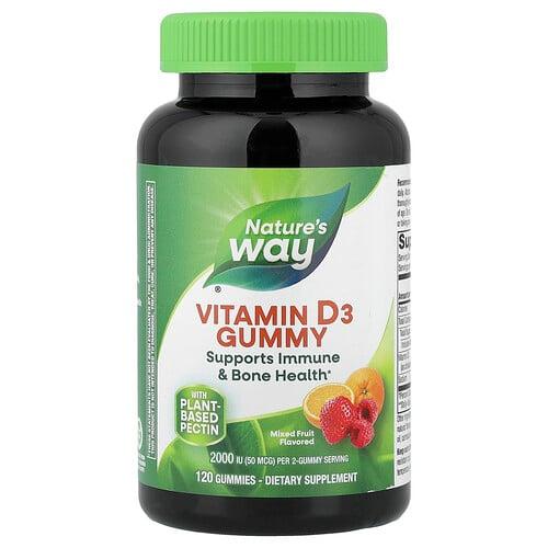Nature S Way Vitamin D3 Gummy Mixed Fruit 120 Gummies 25 Mcg 1 000 Iu Per Gummy product image