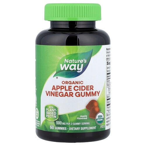 Nature S Way Organic Apple Cider Vinegar Gummy Apple 60 Gummies 250 Mg Per Gummy product image