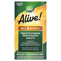 Nature S Way Alive Max3 Potency Adult Complete Multivitamin No Added Iron 90 Tablets