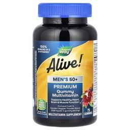 Nature S Way Alive Men S 50 Premium Gummy Multivitamin Orange Grape Cherry 75 Gummies