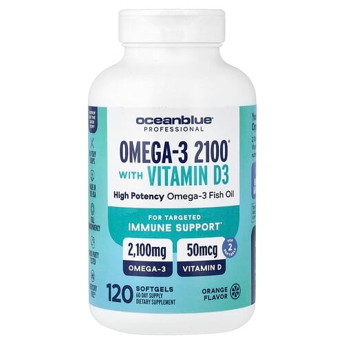 Oceanblue Professional Omega 3 2100 With Vitamin D Orange 120 Softgels product image