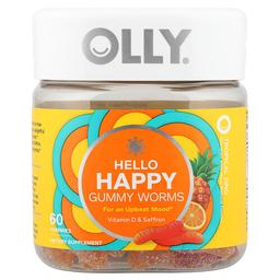 Olly Hello Happy Gummy Worms Tropical Zing 60 Gummies