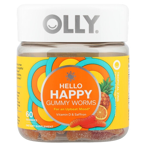 Olly Hello Happy Gummy Worms Tropical Zing 60 Gummies product image