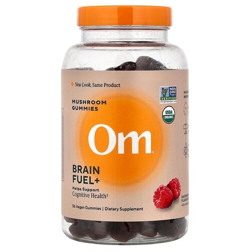 Om Mushrooms Brain Fuel Mushroom Gummies Raspberry 56 Vegan Gummies product image