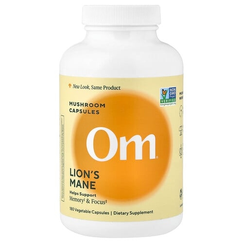 Om Mushrooms Lion S Mane Mushroom Capsules 180 Vegetable Capsules 666 Mg Per Capsule product image