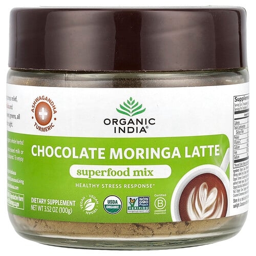 Organic India Chocolate Moringa Latte Superfood Mix 3 52 Oz 100 G product image