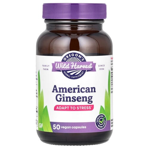 Oregon S Wild Harvest American Ginseng 50 Vegan Capsules 500 Mg Per Capsule product image