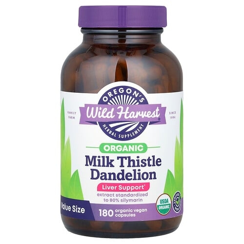 Oregon S Wild Harvest Organic Milk Thistle Dandelion 180 Vegan Capsules product image