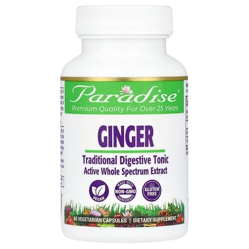 Paradise Herbs Ginger 60 Vegetarian Capsules 250 Mg Per Capsule product image