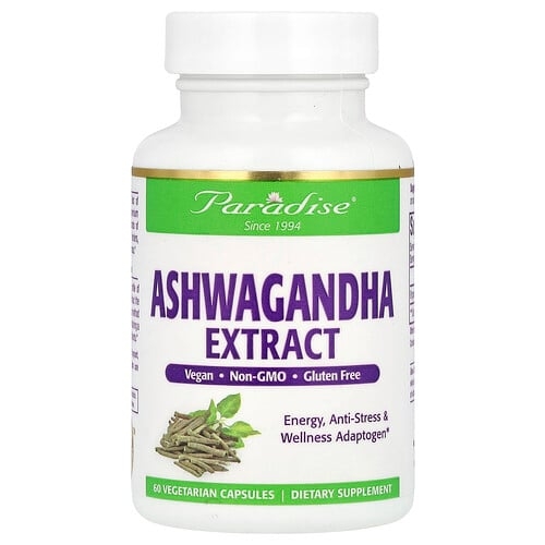 Paradise Herbs Ashwagandha Extract 60 Vegetarian Capsules 250 Mg Per Capsule product image