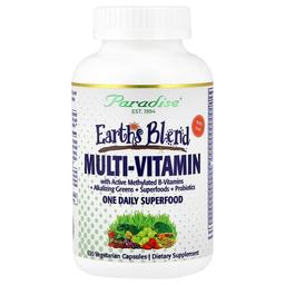 Paradise Herbs Earth S Blend One Daily Superfood Multi Vitamin With Iron 120 Vegetarian Capsules