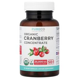 Pure Co Organic Cranberry Concentrate 60 Vegan Capsules 500 Mg Per Capsule