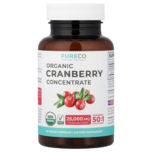 Pure Co Organic Cranberry Concentrate 60 Vegan Capsules 500 Mg Per Capsule product image
