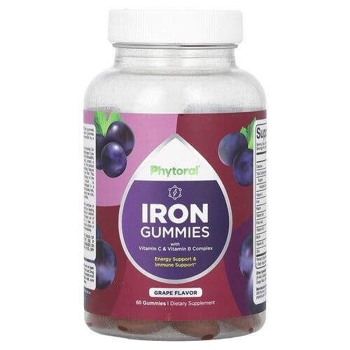 Phytoral Iron Gummies With Vitamin C Vitamin B Complex Grape 60 Gummies product image