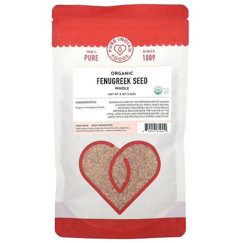 Pure Indian Foods Organic Fenugreek Seed Whole 8 Oz 226 G product image