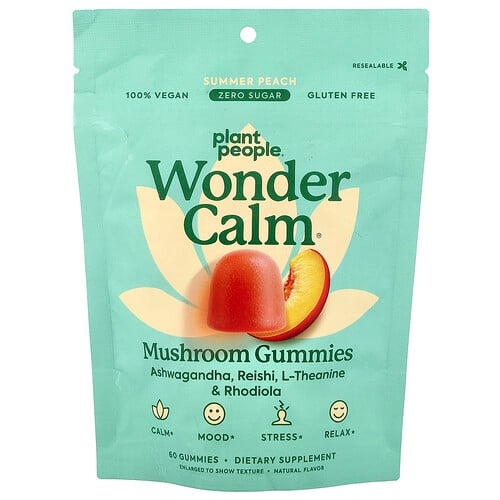 Plant People Wondercalm Mushroom Gummies Summer Peach 60 Gummies product image