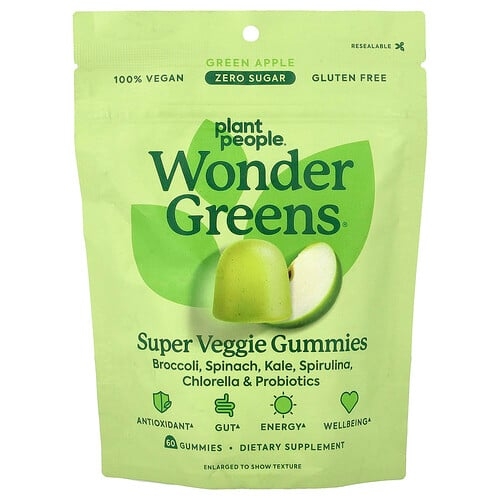 Plant People Wondergreens Super Veggie Gummies Green Apple 60 Gummies product image