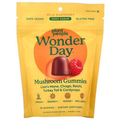 Plant People Wonderday Mushroom Gummies Wild Raspberry 60 Gummies product image