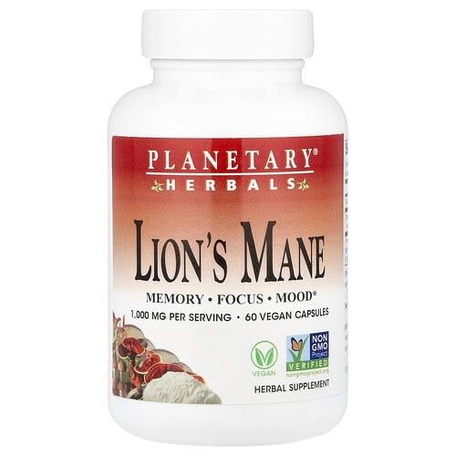 Planetary Herbals Lion S Mane 60 Vegan Capsules 500 Mg Per Capsule product image