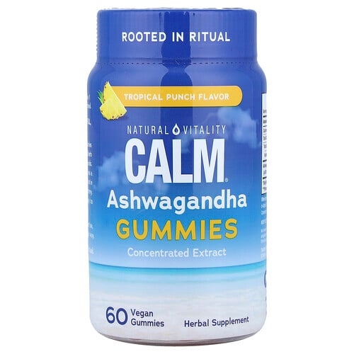 Natural Vitality Calm Ashwagandha Gummies Tropical Punch 60 Vegan Gummies product image