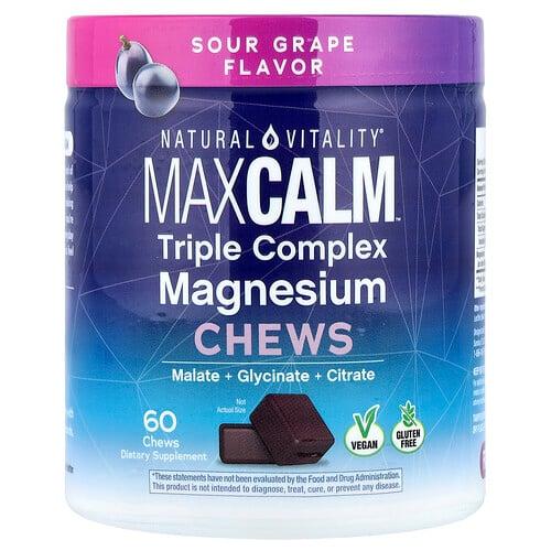 Natural Vitality Maxcalm Triple Complex Magnesium Chews Sour Grape 60 Chews 150 Mg Per Chew product image