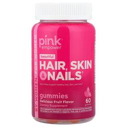 Pink Beautiful Hair Skin Nails Gummies Delicious Fruit 60 Gummies