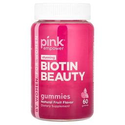 Pink Biotin Beauty Gummies Natural Fruit 60 Gummies