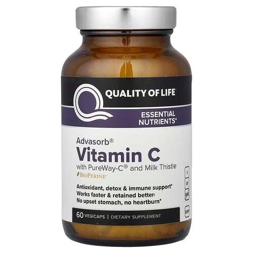 Quality Of Life Advasorb Vitamin C With Pureway C And Milk Thistle 60 Vegicaps product image