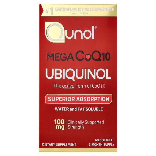 Qunol Mega Coq10 Ubiquinol 100 Mg 60 Softgels product image